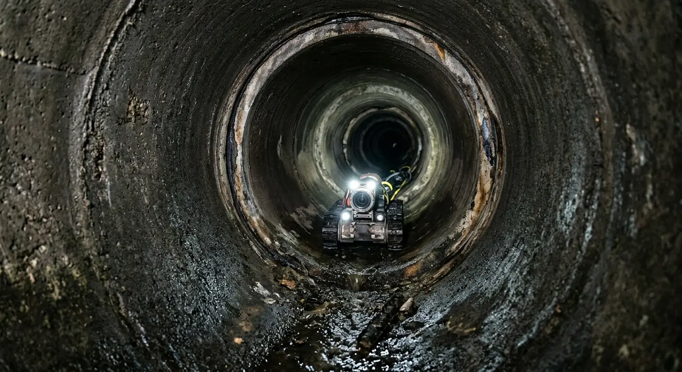 Robotic sewer camera inspecting pipe interior for Sewer Line Repair in Boaz